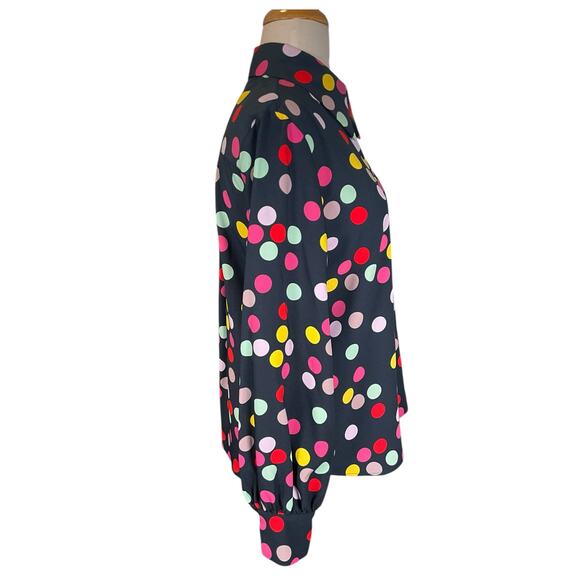 Halogen x Atlantic-Pacific Multicolor Polka Dot Button-Up Blouse Size Small NWOT - Picture 3 of 10